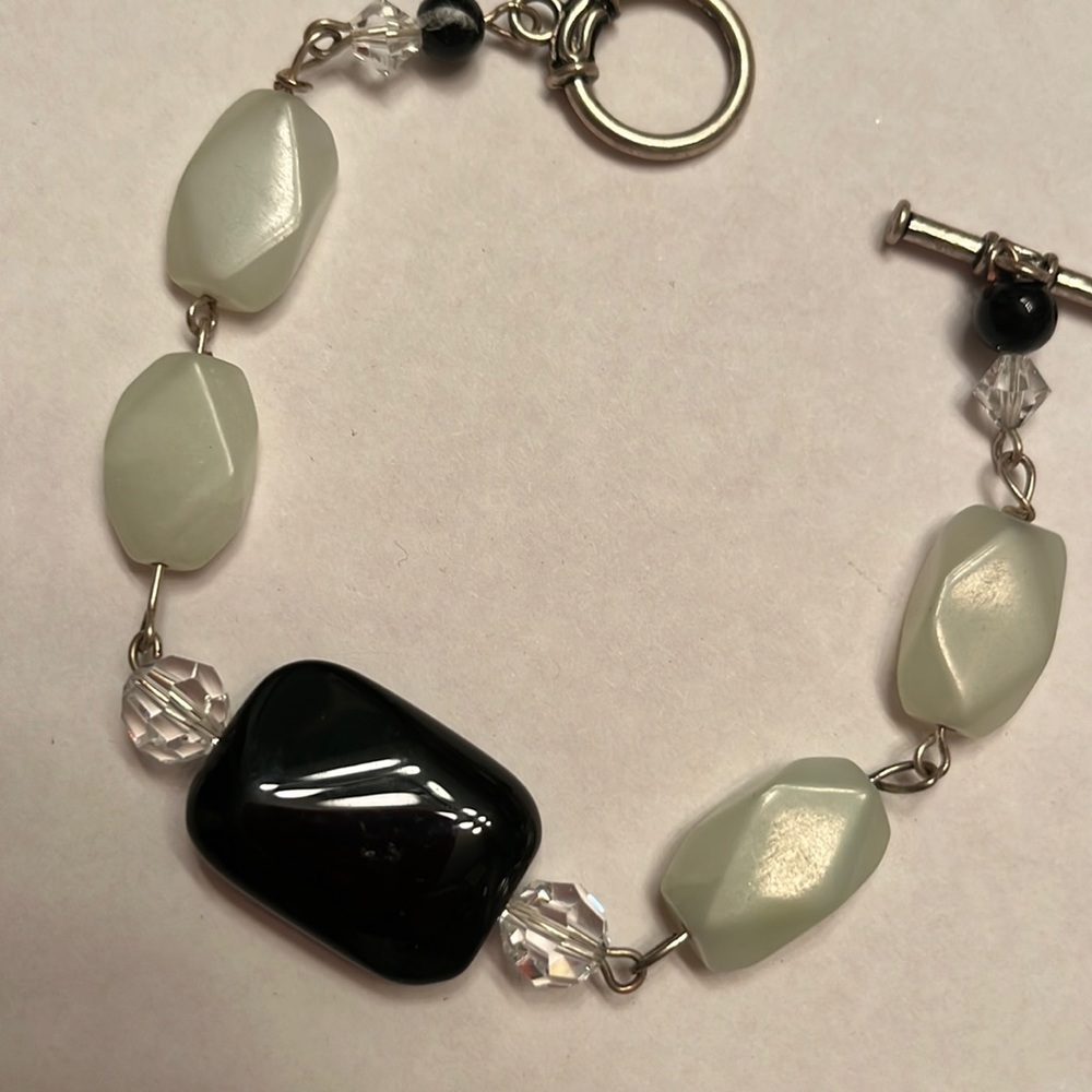 Onyx Square Bead Crystal Beads Bracelet